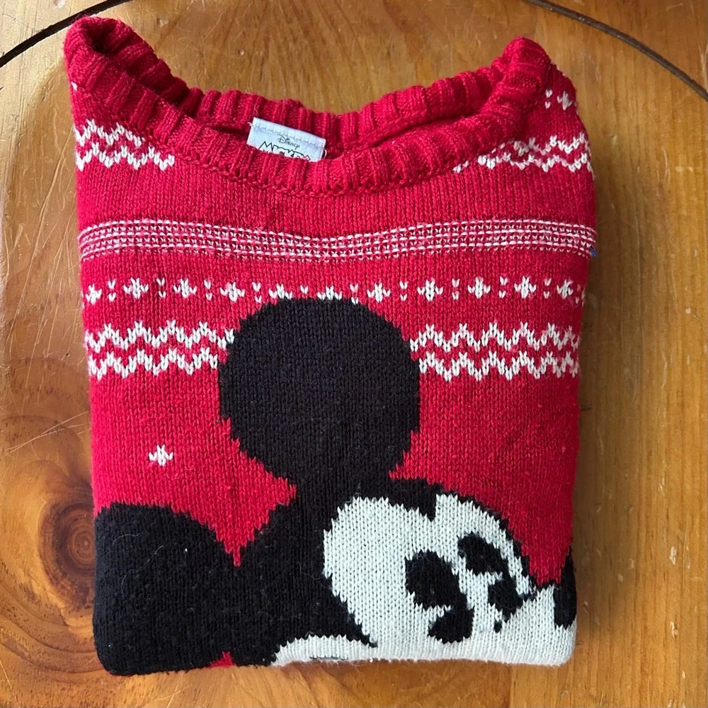 Disney by Next Vibrant Red Knit Mickey Mouse Kid's Sweater Size 6-7 - Picture 5 of 12